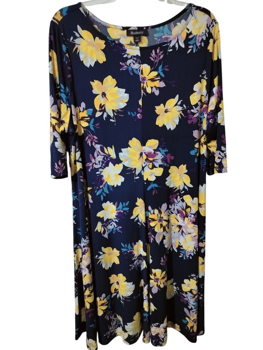 5789) Roamans Plus Floral Relaxed Boat neck Pullon Swing Dress Size  22/24